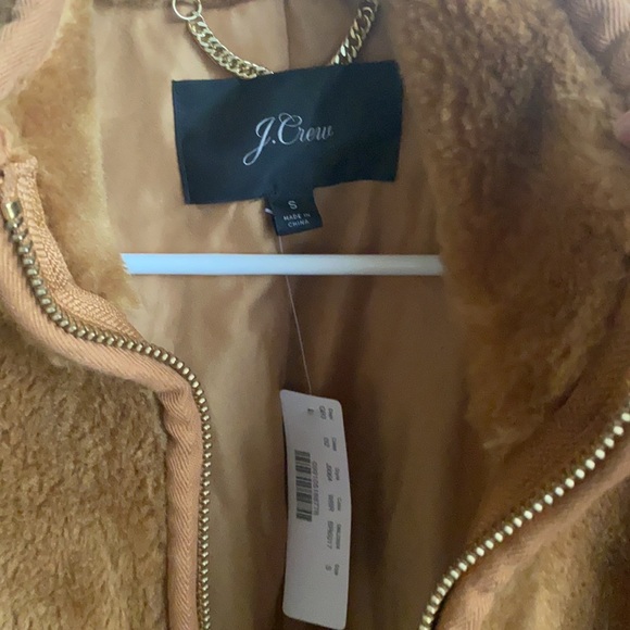 J.Crew Teddy Faux Fur Coat Tan Brown Size S NWT - Picture 3 of 9